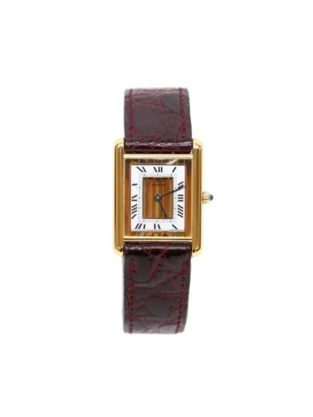 Cartier Must Tank Vermeil LM Trinity Dial Quartz Leather